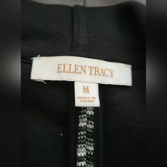 Ellen Tracy | Marled Black/White Open Drape Front Jacket (SIZE M) - Picture 8 of 15